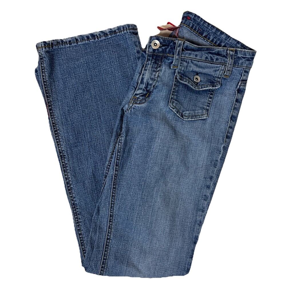 Vintage Y2K Johnnie M. Bootcut Flare Women's Jr Sz 7 Low Rise Blue Denim Jeans - Picture 6 of 6